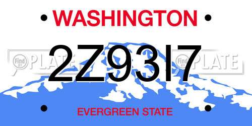 2Z93I7 Washington License Plate