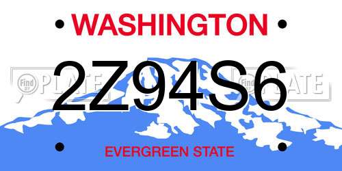 2Z94S6 Washington License Plate