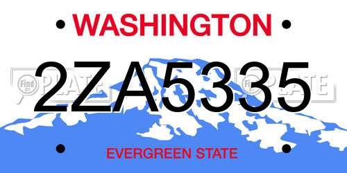 2ZA5335 Washington License Plate