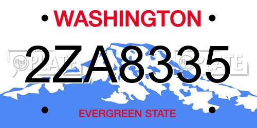 2ZA8335 Washington License Plate