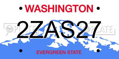 2ZAS27 Washington License Plate