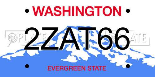 2ZAT66 Washington License Plate