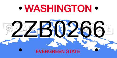 2ZB0266 Washington License Plate