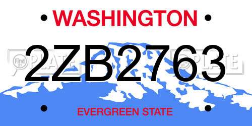 2ZB2763 Washington License Plate