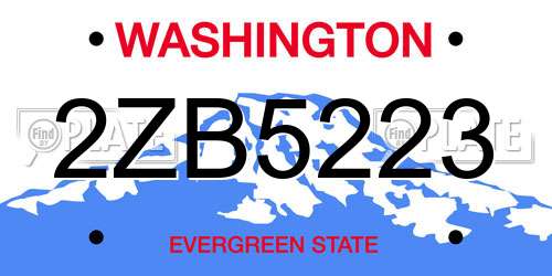 2ZB5223 Washington License Plate