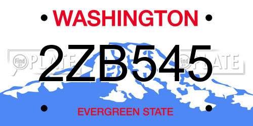 2ZB545 Washington License Plate