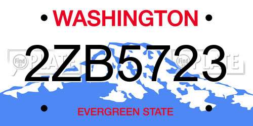2ZB5723 Washington License Plate