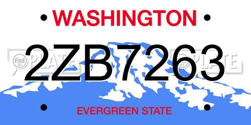 2ZB7263 Washington License Plate