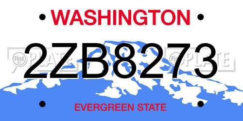2ZB8273 Washington License Plate