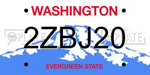 2ZBJ20 Washington License Plate