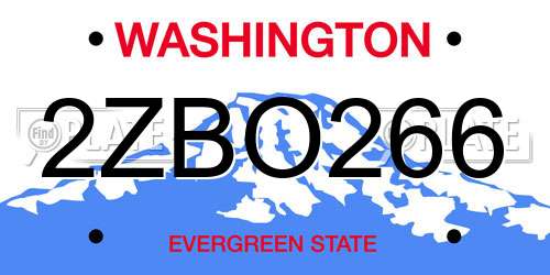 2ZBO266 Washington License Plate