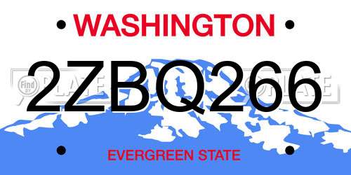 2ZBQ266 Washington License Plate
