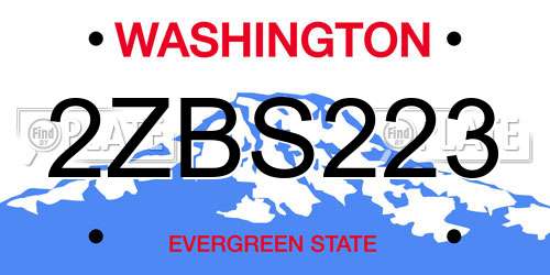 2ZBS223 Washington License Plate