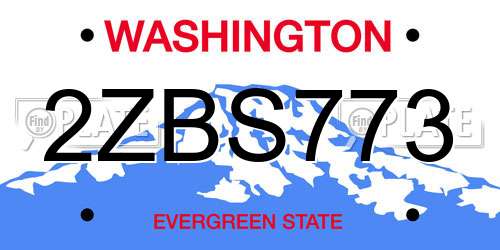 2ZBS773 Washington License Plate