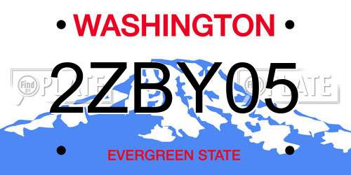 2ZBY05 Washington License Plate