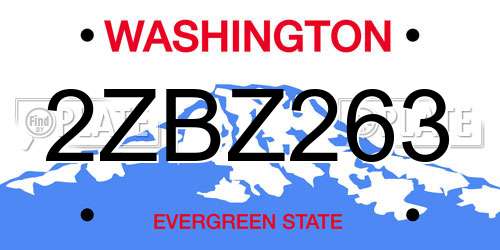 2ZBZ263 Washington License Plate