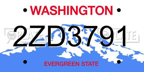 2ZD3791 Washington License Plate