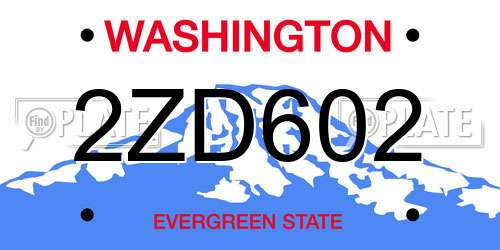 2ZD602 Washington License Plate