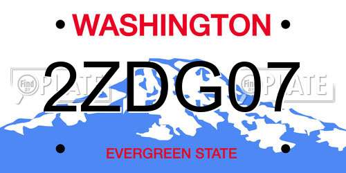 2ZDG07 Washington License Plate