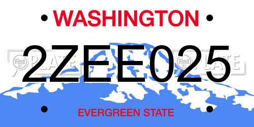 2ZEE025 Washington License Plate