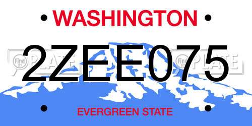 2ZEE075 Washington License Plate
