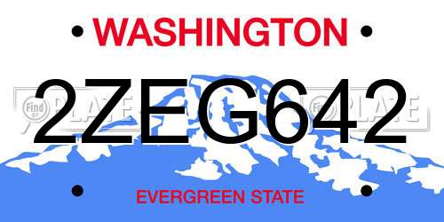2ZEG642 Washington License Plate