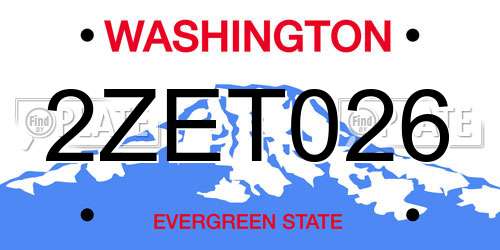 2ZET026 Washington License Plate