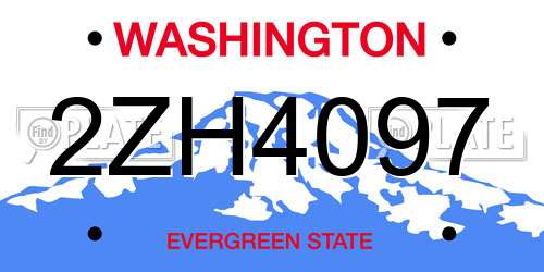 2ZH4097 Washington License Plate