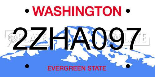 2ZHA097 Washington License Plate