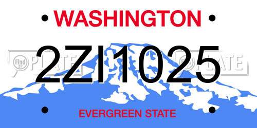 2ZI1025 Washington License Plate