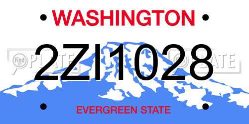 2ZI1028 Washington License Plate