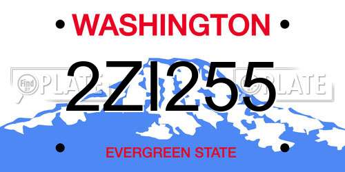 2ZI255 Washington License Plate
