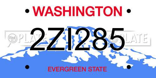 2ZI285 Washington License Plate