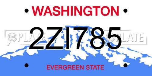 2ZI785 Washington License Plate