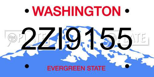 2ZI9155 Washington License Plate