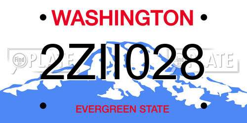 2ZII028 Washington License Plate
