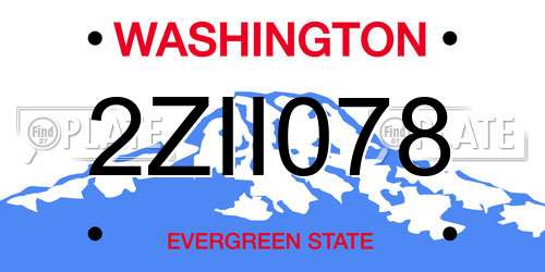 2ZII078 Washington License Plate