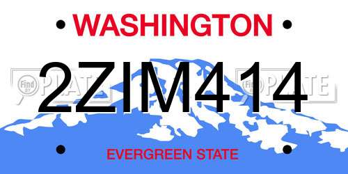 2ZIM414 Washington License Plate