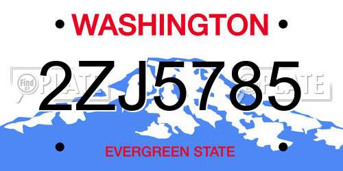 2ZJ5785 Washington License Plate