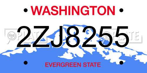 2ZJ8255 Washington License Plate
