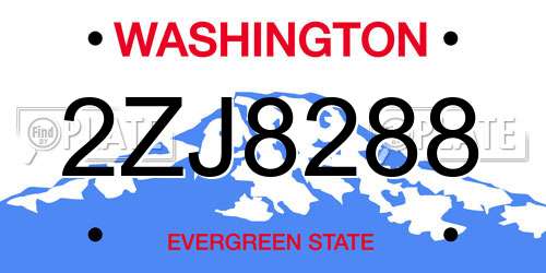 2ZJ8288 Washington License Plate