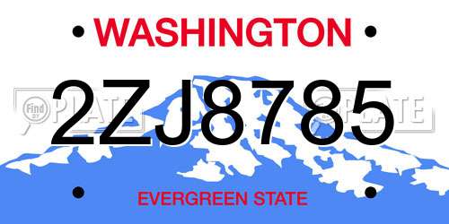 2ZJ8785 Washington License Plate