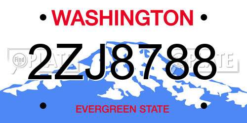 2ZJ8788 Washington License Plate