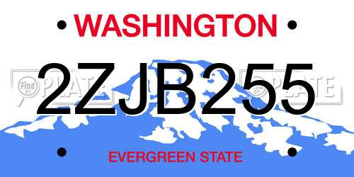 2ZJB255 Washington License Plate