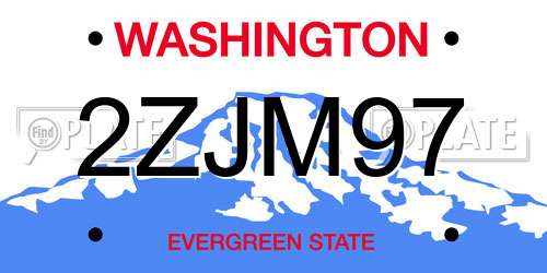 2ZJM97 Washington License Plate