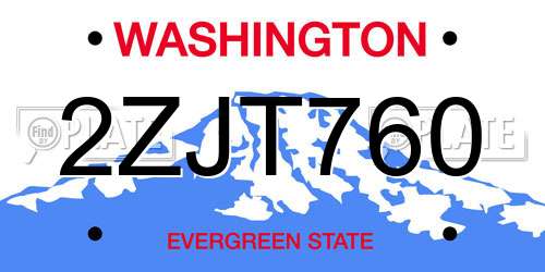 2ZJT760 Washington License Plate