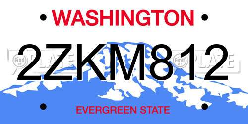 2ZKM812 Washington License Plate