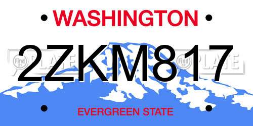 2ZKM817 Washington License Plate