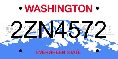 2ZN4572 Washington License Plate