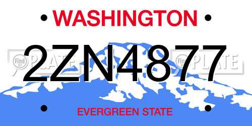 2ZN4877 Washington License Plate